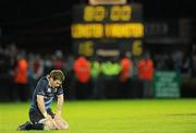 15 May 2010; Gordon D'Arcy, Leinster, drops to his knees at the final whistle against Munster. Celtic League Semi-Final, Leinster v Munster, RDS, Dublin. Picture credit: Matt Browne / SPORTSFILE