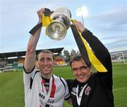 15 May 2010; Bohemians manager Pat fenlon celebrates with team captain Owen Heary at the end of the game after victory over Bohemians. Setanta Sports Cup Final, St. Patrick’s Athletic v Bohemian FC, Tallaght Stadium, Tallaght, Dublin. Picture credit: David Maher / SPORTSFILE