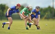 16 May 2010; Aine Lyng and Marie Walsh, Munster, in action against Mary Leacy, Leinster. 2010 Gael Linn Senior Inter-Provincial Championship Camogie Final, Munster v Leinster, Trim GAA Club, Trim, Co. Meath. Picture credit: Barry Cregg / SPORTSFILE