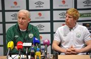 17 May 2010; Republic of Ireland manager Giovanni Trapattoni and captain Paul McShane during a press conference ahead of their forthcoming training camp and international friendlies against Paraguay and Algeria. Grand Hotel, Malahide, Dublin. Picture credit: David Maher / SPORTSFILE
