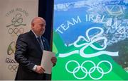 27 April 2016; Team Ireland Chef de Mission Kevin Kilty during a press conference to celebrate 100 Days out from the Rio Olympic Games. Conrad Hotel, Dublin. Picture credit: Brendan Moran / SPORTSFILE