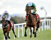 27 April 2016; Carlingford Lough, right, with Barry Geraghty up, racing toward the finish line alongside Djakadam, right, with Ruby Walsh up, who finished second, on their way to winning the Bibby Financial Services Ireland Punchestown Gold Cup. Punchestown, Co. Kildare. Picture credit: Matt Browne / SPORTSFILE