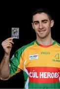 28 April 2016; Cúl Heroes is the official trading card of the GAA/GPA which provides an innovative way of promoting Gaelic Games, the players and the unique skills of our national games. For the first year, the collection will include 486 footballers and hurlers from around the country and a collection book for storing each player. In today's environment, with issues like obesity and mental health effecting our youth, Cúl Heroes, along with the GAA and GPA, saw an opportunity to communicate directly with our young members using the cards to portray positive messages around diet and emotional well-being. Also launched today was Cúl Heroes magazine, an action packed monthly read. Pictured at the launch is brand ambassador and Kilkenny hurler TJ Reid, with from left, 28 April 2016; Cúl Heroes is the official trading card of the GAA/GPA which provides an innovative way of promoting Gaelic Games, the players and the unique skills of our national games. For the first year, the collection will include 486 footballers and hurlers from around the country and a collection book for storing each player. In today's environment, with issues like obesity and mental health effecting our youth, Cúl Heroes, along with the GAA and GPA, saw an opportunity to communicate directly with our young members using the cards to portray positive messages around diet and emotional well-being. Also launched today was Cúl Heroes magazine, an action packed monthly read. Pictured at the launch is brand ambassador and Dublin footballer James McCarthy. Croke Park, Dublin. Picture credit: Sam Barnes / SPORTSFILE