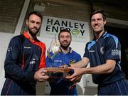 28 April 2016; Northern Knights’ Nigel Jones,  North West Warriors’ Stuart Thompson and  Leinster Lightning’s George Dockrell  at the launch of the 2016 Hanley Energy Inter-Provincial Series at Hanley Energy’s headquarters in Stamullen, Co. Meath. The 2016 Hanley Energy Inter-Provincial Series gets underway on Monday May 2nd, with the Northern Knights taking on the Leinster Lightning at Stormont in the Hanley Energy Inter-Provincial 50-over Cup. A full list of fixtures are available on www.cricketireland.ie. Hanley Energy, City North Business Park, Co. Meath. Picture credit: Oliver McVeigh / SPORTSFILE