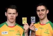 28 April 2016; Cúl Heroes is the official trading card of the GAA/GPA which provides an innovative way of promoting Gaelic Games, the players and the unique skills of our national games. For the first year, the collection will include 486 footballers and hurlers from around the country and a collection book for storing each player. In today's environment, with issues like obesity and mental health effecting our youth, Cúl Heroes, along with the GAA and GPA, saw an opportunity to communicate directly with our young members using the cards to portray positive messages around diet and emotional well-being. Also launched today was Cúl Heroes magazine, an action packed monthly read. Pictured at the launch is brand ambassador and Kilkenny hurler TJ Reid, with from left, 28 April 2016; Cúl Heroes is the official trading card of the GAA/GPA which provides an innovative way of promoting Gaelic Games, the players and the unique skills of our national games. For the first year, the collection will include 486 footballers and hurlers from around the country and a collection book for storing each player. In today's environment, with issues like obesity and mental health effecting our youth, Cúl Heroes, along with the GAA and GPA, saw an opportunity to communicate directly with our young members using the cards to portray positive messages around diet and emotional well-being. Also launched today was Cúl Heroes magazine, an action packed monthly read. Pictured at the launch are brand ambassadors TJ Reid, left, and James McCarthy. Croke Park, Dublin. Picture credit: Sam Barnes / SPORTSFILE
