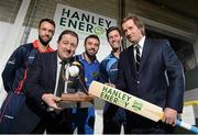29 April 2016; Northern Knights’ Nigel Jones, Dennis Nordon MD Hanley Energy, North West Warriors’ Stuart Thompson, Leinster Lightning’s George Dockrell and Clive Gilmore, CEO Hanley Energy, at the launch of the 2016 Hanley Energy Inter-Provincial Series at Hanley Energy’s headquarters in Stamullen, Co. Meath. The 2016 Hanley Energy Inter-Provincial Series gets underway on Monday May 2nd, with the Northern Knights taking on the Leinster Lightning at Stormont in the Hanley Energy Inter-Provincial 50-over Cup. A full list of fixtures are available on www.cricketireland.ie. Hanley Energy, City North Business Park, Co. Meath. Picture credit: Oliver McVeigh / SPORTSFILE