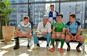 29 April 2016; Pictured at the launch of Sports Surgery Clinic’s pilot study to assess the effects of rehabilitation post concussion in adolescent rugby players and the development of a Concussion Passport screening service are Senior cup players from left, Liam Turner, Blackrock College, Jordan Larmour, St Andrews College, Micheál O'Kennedy, Gonzaga College, and Scott Penny, St Michael's College with Mr Ray Moran, Consultant Orthopaedic surgeon and founder of Sports Surgery Clinic. Sports Surgery Clinic, Santry Demesne, Dublin 9.  Picture credit: Piaras Ó Mídheach / SPORTSFILE