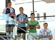 29 April 2016; Pictured at the launch of Sports Surgery Clinic’s pilot study to assess the effects of rehabilitation post concussion in adolescent rugby players and the development of a Concussion Passport screening service are, from left, Jordan Larmour, St Andrews College, Scott Penny, St Michael's College, Micheál O'Kennedy, Gonzaga College, and Liam Turner, Blackrock College. Sports Surgery Clinic, Santry Demesne, Dublin 9.  Picture credit: Piaras Ó Mídheach / SPORTSFILE