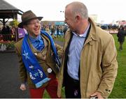 29 April 2016; Brian Whelan, left, and Stan Coltman, right, members of the Supreme Horse Racing Club, celebrate after winning the EMS Copiers Novice Handicap Steeplechase with Avant Tout. Punchestown, Co. Kildare. Picture credit: Seb Daly / SPORTSFILE