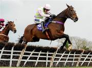 29 April 2016; Vroom Vroum Mag, right, with Ruby Walsh up, jump the last hurdle in front of Identity Thief, left, with Bryan Cooper up, on their way to winning the BETDAQ Punchestown Champion Hurdle. Punchestown, Co. Kildare. Picture credit: Seb Daly / SPORTSFILE