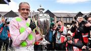29 April 2016; Jockey Ruby Walsh with the trophy after winning the BETDAQ Punchestown Champion Hurdle. Punchestown, Co. Kildare. Picture credit: Cody Glenn / SPORTSFILE