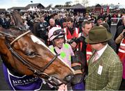 29 April 2016; Jockey Ruby Walsh talks with Owner Rich Ricci after winning the BETDAQ Punchestown Champion Hurdle on Vroum Vroum Mag. Punchestown, Co. Kildare. Picture credit: Cody Glenn / SPORTSFILE