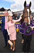 29 April 2016; Winner of the Best Dressed Lady competition Jane Mulrooney, originally from Galway, now living in Dublin, pictured with Vroum Vroum Mag after winning the BETDAQ Punchestown Champion Hurdle. Punchestown, Co. Kildare. Picture credit: Cody Glenn / SPORTSFILE