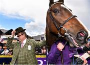 29 April 2016; Owner Rich Ricci tips his cap alongside Vroum Vroum Mag after winning the BETDAQ Punchestown Champion Hurdle. Punchestown, Co. Kildare. Picture credit: Cody Glenn / SPORTSFILE