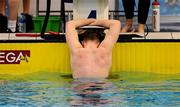 29 April 2016; Conor Ferguson, Larne SC, dejected after he won the Men's 100m Backstroke Final but fails to set a FINA A qualifying time for the Olympics. Irish Open Long Course Swimming Championships, National Aquatic Centre, National Sports Campus, Abbotstown, Dublin. Picture credit: Sam Barnes / SPORTSFILE