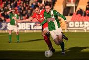 29 April 2016; Kevin O'Connor, Cork City, in action against Mark Timlin, St Patrick's Athletic. SSE Airtricity League Premier Division, Cork City v St Patrick's Athletic. Turners Cross, Cork.  Picture credit: David Maher / SPORTSFILE
