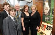 17 May 2010; Friends and family members of Noel Cantwell gathered at FAI headquarters in Abbotstown for the unveiling of a tribute gallery in honour of the 36-times capped Republic of Ireland international. Pictured are FAI President David Blood with Noel's daughters Kate and Liz Cantwell, right, and Noel's grandsons Sam and Joe Sheffield, left. FAI Headquarters, Abbotstown, Dublin. Photo by Sportsfile