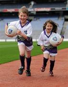 18 May 2010; Eoghan O'Connell, aged 7, from Whitehall, Co. Dublin and Elva Maguire, aged 6, from Templeogue, Co. Dublin, at the Vhi GAA Cúl Camps Ambassador Launch 2010. The Vhi GAA Cúl Camps are the largest children’s summer activity in the country with over 85,000 children taking part in over 1,000 camps around Ireland and overseas. Croke Park, Dublin. Photo by Sportsfile