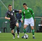 18 May 2010; Keith Fahey, Republic of Ireland, in action against Shaun Williams, Republic of Ireland U23. Challenge Game, Republic of Ireland v Republic of Ireland U23. Gannon Park, Malahide, Dublin. Picture credit: David Maher / SPORTSFILE