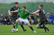 18 May 2010; Anthony Stokes, Republic of Ireland, in action against James Chambers, left, and Kenny Browne, Republic of Ireland U23. Challenge Game, Republic of Ireland v Republic of Ireland U23. Gannon Park, Malahide, Dublin. Picture credit: David Maher / SPORTSFILE