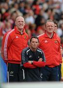 2 May 2010; Munster's Paul O'Connell, strength and conditioning coach Joe Gallanagh, centre, and Mick Galwey watch on during the game. Heineken Cup Semi-Final, Biarritz Olympique v Munster, Estadio Anoeta, San Sebastian, Spain. Picture credit: Diarmuid Greene / SPORTSFILE