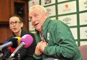 19 May 2010; Republic of Ireland manager Giovanni Trapattoni speaking to members of the press at the end of squad training ahead of their forthcoming training camp and international friendlies against Paraguay and Algeria. Gannon Park, Malahide, Dublin. Picture credit: David Maher / SPORTSFILE