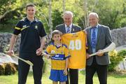 20 May 2010; At the launch of the 40th Féile na nGael, sponsored by Coca Cola, are, from left to right, Clare hurler John Conlon, 12-year-old Colm Walsh O'Loghlen, Uachtarán CLG Criostóir Ó Cuana and former Clare hurler and manager Ger Loughnane. Michael Cusack Centre, Carron, Co. Clare. Picture credit: Diarmuid Greene / SPORTSFILE