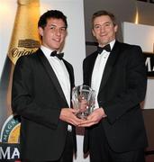 20 May 2010; Charlie Simpson from Ballymena Academy, winner of the Northern Bank Ulster Schools Player of the Year award, presented by Tyrone Howe Corporate Acquisitions Manager of the Northern Bank. Ulster Rugby Awards, La Mon Hotel, Belfast. Picture credit: John Dickson / SPORTSFILE