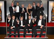 20 May 2010; Ulster Rugby Award winners are pictured with Nicola McCleery, Head of Marketing of Tennents NI LTD., Hal Burnison, Chris Henry, Jack Kyle, Andrew Trimble, Alan Campbell, front left to right, Mark Robinson, Jonathan Murphy, Jamie Smith and Nevin Spence. Ulster Rugby Awards, La Mon Hotel, Belfast. Picture credit: John Dickson / SPORTSFILE