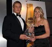 20 May 2010; Chris Henry, winner of the Magners Ulster Rugby Personality of the Year award, is presented with by Nicola McCleery, Head of Marketing, Tennent's NI Ltd. Ulster Rugby Awards, La Mon Hotel, Belfast. Picture credit: John Dickson / SPORTSFILE