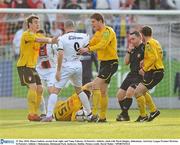 21 May 2010; Shane Guthrie, second from right, and Vinny Faherty, St Patrick's Athletic, clash with Mark Quigley, Bohemians. Airtricity League Premier Division, St Patrick's Athletic v Bohemians, Richmond Park, Inchicore, Dublin. Picture credit: David Maher / SPORTSFILE