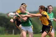 22 May 2010; Denise Masterson, Leinster, in action against Threse McNally, Ulster. Ladies Football Interprovincial Championships, Leinster v Ulster, Kinnegad GAA Club, Co. Westmeath. Picture credit: Ray Lohan / SPORTSFILE