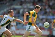 23 May 2010; Shane O'Rourke, Meath, in action against Scott Brady, Offaly. Leinster GAA Football Senior Championship Preliminary Round, Meath v Offaly, O'Moore Park, Portlaoise, Co. Laois. Picture credit: Brian Lawless / SPORTSFILE