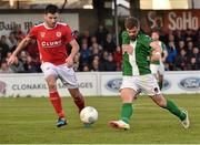 29 April 2016; Greg Bolger, Cork City, in action against Dinny Corcoran, St Patrick's Athletic. SSE Airtricity League Premier Division, Cork City v St Patrick's Athletic. Turners Cross, Cork.  Picture credit: David Maher / SPORTSFILE