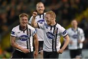 29 April 2016; Daryl Horgan, Dundalk, celebrates after scoring his side's second goal with team-mates John Meenan and Chris Shields. SSE Airtricity League Premier Division, Bohemians v Dundalk. Dalymount Park, Dublin. Picture credit: Matt Browne / SPORTSFILE