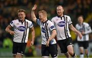 29 April 2016; Daryl Horgan, Dundalk, celebrates after scoring his side's second goal with team-mates John Meenan and Chris Shields. SSE Airtricity League Premier Division, Bohemians v Dundalk. Dalymount Park, Dublin. Picture credit: Matt Browne / SPORTSFILE