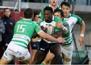 29 April 2016; Niyi Adeolokun, Connacht, is tackled by Jayden Hayward, Benetton Treviso. Guinness PRO12 Round 21, Benetton Treviso v Connacht. Stadio Monigo, Treviso, Italy. Picture credit: Daniele Resini / SPORTSFILE