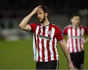 29 April 2016; A dejected Ryan McBride, Derry City, after the game . SSE Airtricity League Premier Division, Derry City v Sligo Rovers. Brandywell Stadium, Derry.  Picture credit: Oliver McVeigh / SPORTSFILE