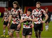 29 April 2016; Edinburgh players leave the field after defeat to Munster. Guinness PRO12 Round 21, Munster v Edinburgh. Irish Independent Park, Cork.  Picture credit: Diarmuid Greene / SPORTSFILE