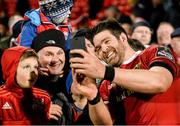 29 April 2016; Munster's Billy Holland takes a selfie with supporters after the game. Guinness PRO12 Round 21, Munster v Edinburgh. Irish Independent Park, Cork.  Picture credit: Diarmuid Greene / SPORTSFILE