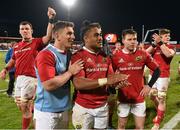 29 April 2016; Munster players including Robin Copeland, Ian Keatley, Francis Saili, Johnny Holland and Jack O'Donoghue celebrate after the game. Guinness PRO12 Round 21, Munster v Edinburgh. Irish Independent Park, Cork.  Picture credit: Diarmuid Greene / SPORTSFILE