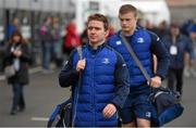 30 April 2016; Eoin Reddan, Leinster, arrives ahead of the game. Guinness PRO12, Round 21, Ulster v Leinster. Kingspan Stadium, Ravenhill Park, Belfast, Co. Antrim. Picture credit: Stephen McCarthy / SPORTSFILE