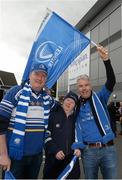 30 April 2016; Leinster supporters Joe Sweeny, Paul Sweeny and Paddy Molloy, from Dublin. Guinness PRO12, Round 21, Ulster v Leinster, Kingspan Stadium, Ravenhill Park, Belfast, Co. Down. Picture credit: Oliver McVeigh / SPORTSFILE