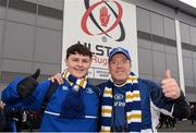 30 April 2016; Leinster supporters Michael and John Keenan, from Malahide, Dublin. Guinness PRO12, Round 21, Ulster v Leinster, Kingspan Stadium, Ravenhill Park, Belfast, Co. Down. Picture credit: Oliver McVeigh / SPORTSFILE