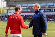 30 April 2016; Leinster head coach Leo Cullen and Andrew Trimble, Ulster. Guinness PRO12, Round 21, Ulster v Leinster. Kingspan Stadium, Ravenhill Park, Belfast, Co. Antrim. Picture credit: Stephen McCarthy / SPORTSFILE