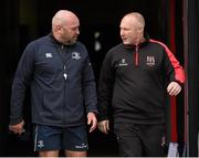 30 April 2016; Leinster defence coach Kurt McQuilkin and Ulster head coach Neil Doak. Guinness PRO12, Round 21, Ulster v Leinster. Kingspan Stadium, Ravenhill Park, Belfast, Co. Antrim. Picture credit: Stephen McCarthy / SPORTSFILE