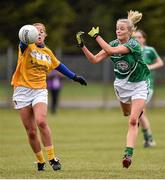 30 April 2016; Claire Coughlan, Limerick, in action against Cathy Carey, Antrim. Lidl Ladies Football National League Division 4 Final, Antrim v Limerick, Clane, Co. Kildare. Picture credit: Matt Browne / SPORTSFILE