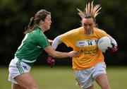 30 April 2016; Eimear Gallagher, Antrim, in action against Alva Neary, Limerick. Lidl Ladies Football National League Division 4 Final, Antrim v Limerick, Clane, Co. Kildare. Picture credit: Matt Browne / SPORTSFILE