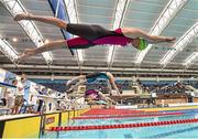 30 April 2016; Cara Stapleton and fellow competitors dive off the blocks in the Women's 400m freestyle preliminary event. Irish Open Long Course Swimming Championships, National Aquatic Centre, National Sports Campus, Abbotstown, Dublin. Picture credit: Cody Glenn / SPORTSFILE