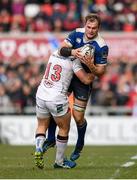 30 April 2016; Rhys Ruddock, Leinster, is tackled by Luke Marshall, Ulster. Guinness PRO12, Round 21, Ulster v Leinster. Kingspan Stadium, Ravenhill Park, Belfast, Co. Antrim. Picture credit: Stephen McCarthy / SPORTSFILE